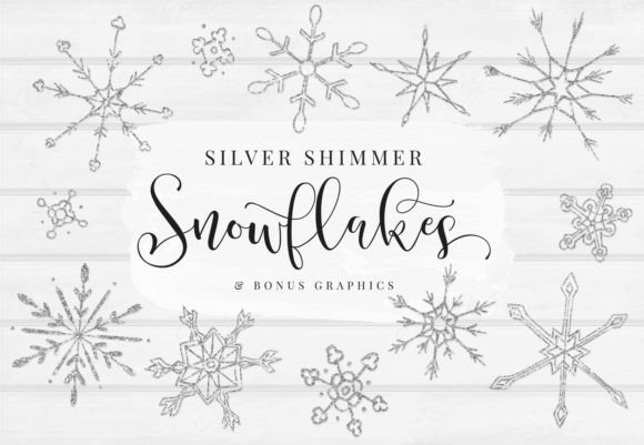 Download Silver Glitter Snowflakes + BONUS - Premium Resources