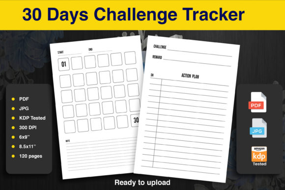 Download KDP Interior ~ 30 Days Challenge Tracker - 30 days challenge Collection