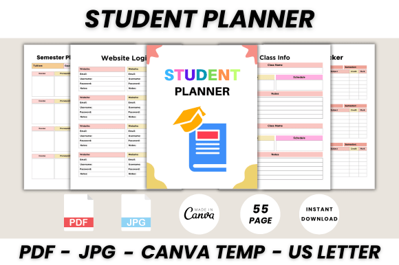Download Student Planner Canva Template - Student planner Collection