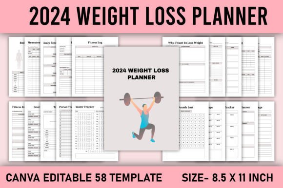 Download 2024 Weight Loss Planner Canva Template - Weight loss planner Collection