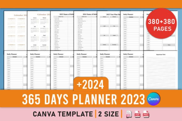 Download 2 Years 365 Days Planner Canva Interior - 365 days planner Collection