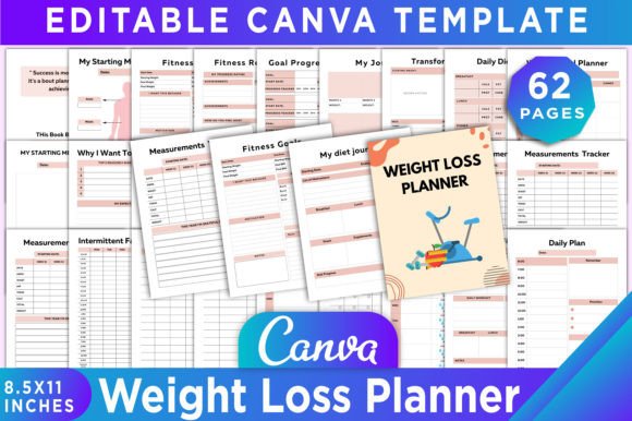 Download Weight Loss Planner Canva Template - Weight loss planner Collection