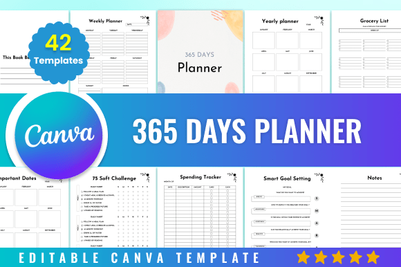 Download Editable 365 Days Planner Kdp Canva - 365 days planner Collection