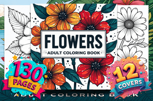 Download Flowers Adult Coloring Book - Coloring book Collection