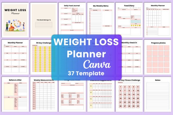 Download Editable Weight Loss Planner Canva - Weight loss planner Collection