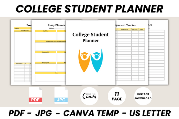 Download College Student Planner Canva Template - Student planner Collection