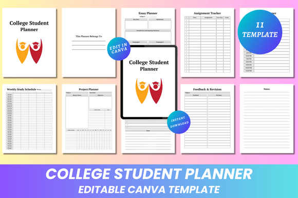Download College Student Planner Canva KDP - Student planner Collection