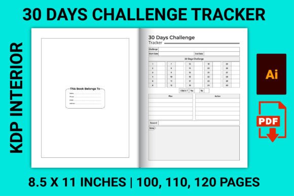 Download 30 Days Challenge Tracker - Kdp Interior - 30 days challenge Collection