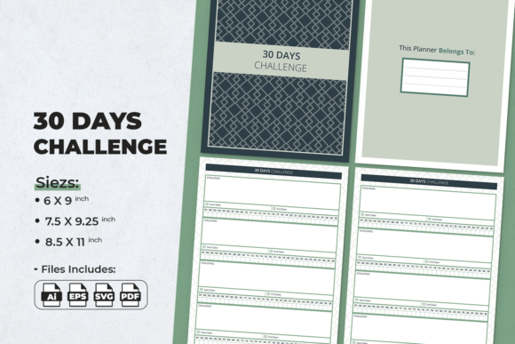 Download 30 Days Challenge | Planner Template - 30 days challenge Collection