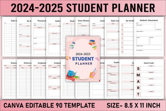 Download Editable 2024-2025 Student Planner Canva - Student planner Collection