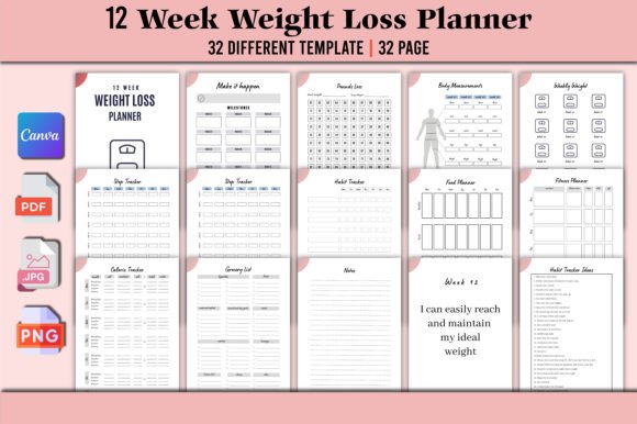 Download Editable Weight Loss Planner Canva - Weight loss planner Collection