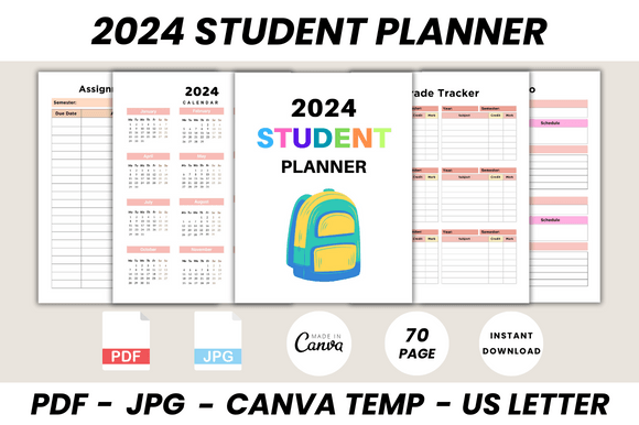 Download 2024 Student Planner Canva Template - Student planner Collection