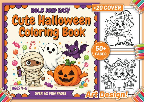 Download Bold Easy Cute Halloween Coloring Book - Coloring book Collection