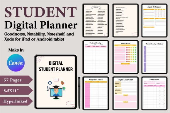 Download Digital Student Planner Canva Templates - Student planner Collection